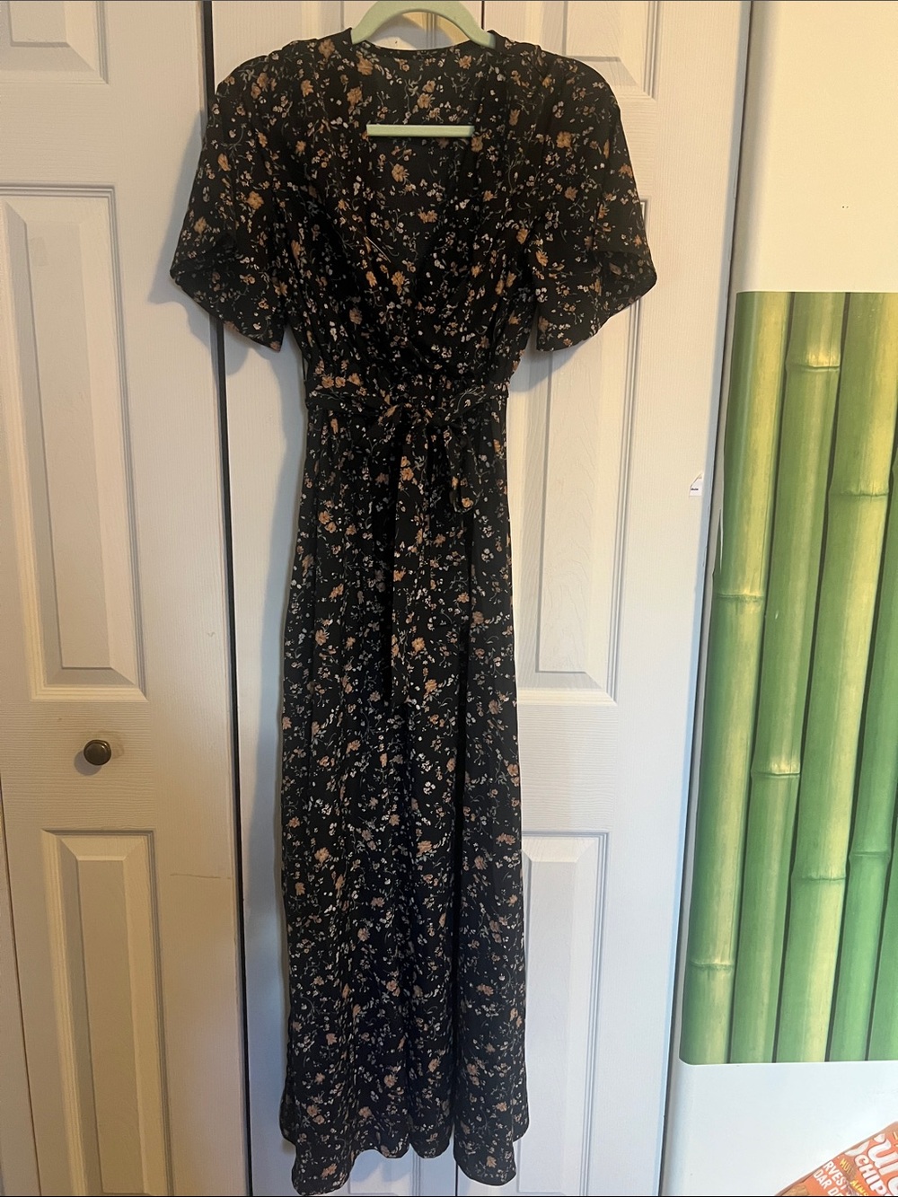 Black Floral Maxi Wrap Dress - Elegant Women’s Dress